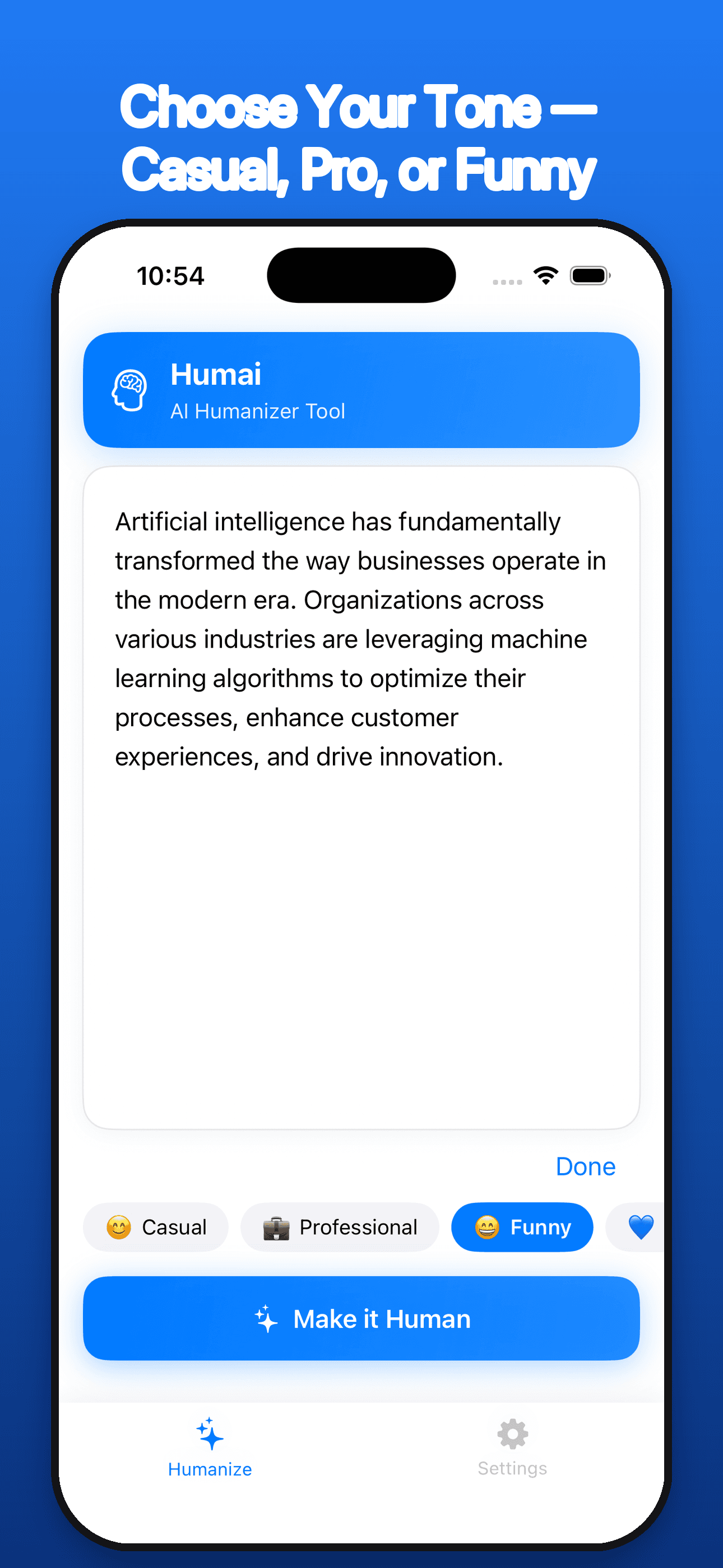 Humanize AI: Text Rewriter screenshot