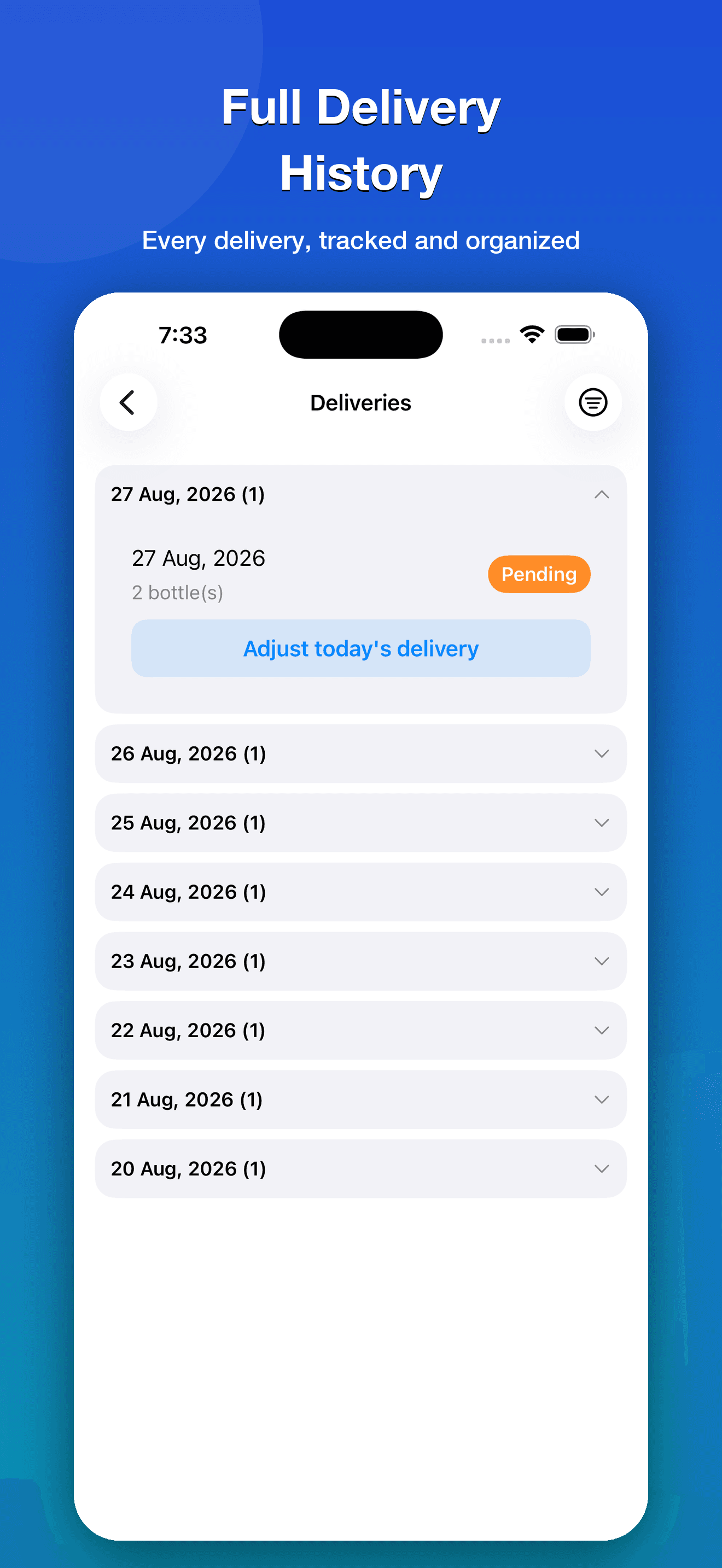 WaterBottle: Delivery Management screenshot