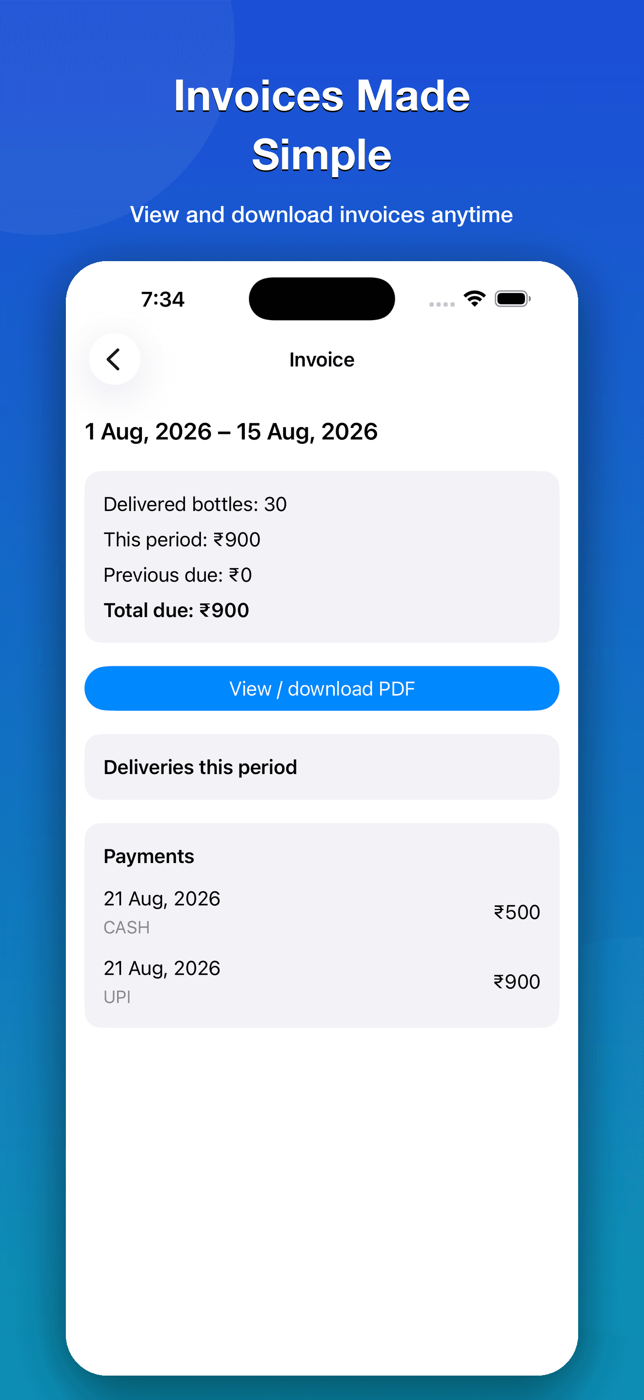 WaterBottle: Delivery Management screenshot